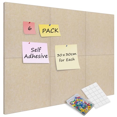 Sliandtelly 6 Stück Filz-Pinnwand für Schlafzimmer, 12 mm dick Filz-Kork-Wandtafeln mit 60 Nadeln & Klebebändern, 30 x 30 cm Beige Pinwand Korkwand für Zuhause Küche Büro Klassenzimmer Notiz Fotos Sliandtelly 6 Stück Filz-Pinnwand für Schlafzimmer, 12 mm dick Filz-Kork-Wandtafeln mit 60 Nadeln & Klebebändern, 30 x 30 cm Beige Pinwand Korkwand für Zuhause Küche Büro Klassenzimmer Notiz Fotos von Sliandtelly