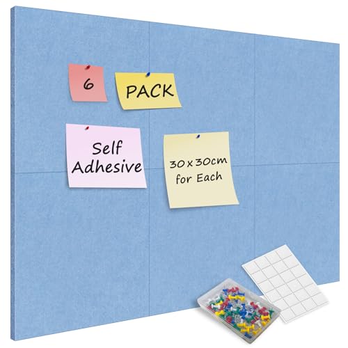 Sliandtelly 6 Stück Filz-Pinnwand für Schlafzimmer, 12 mm dick Filz-Kork-Wandtafeln mit 60 Nadeln & Klebebändern, 30 x 30 cm Blau Pinwand Korkwand für Zuhause Küche Büro Klassenzimmer Notiz Fotos Sliandtelly 6 Stück Filz-Pinnwand für Schlafzimmer, 12 mm dick Filz-Kork-Wandtafeln mit 60 Nadeln & Klebebändern, 30 x 30 cm Blau Pinwand Korkwand für Zuhause Küche Büro Klassenzimmer Notiz Fotos von Sliandtelly