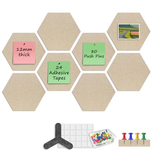 Sliandtelly Filz-Pinnwände für Schlafzimmer Hexagon, 8Pcs 12 mm dickes Notizbrett mit Nadeln & Klebebändern, abziehbares Anschlagbrett für Notizen, Fotos & Memos im Homeoffice, beige Sliandtelly Filz-Pinnwände für Schlafzimmer Hexagon, 8Pcs 12 mm dickes Notizbrett mit Nadeln & Klebebändern, abziehbares Anschlagbrett für Notizen, Fotos & Memos im Homeoffice, beige von Sliandtelly