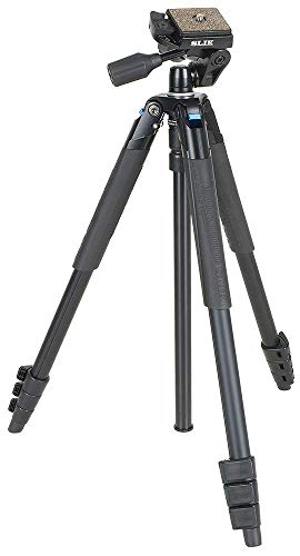 SLIK Sprint PRO III Reisestativ mit SH-704E 3-Wege-Panokopf für spiegellose DSLR-Kameras Sony Nikon Canon Fuji und mehr – Schwarz (611-887) von Slik