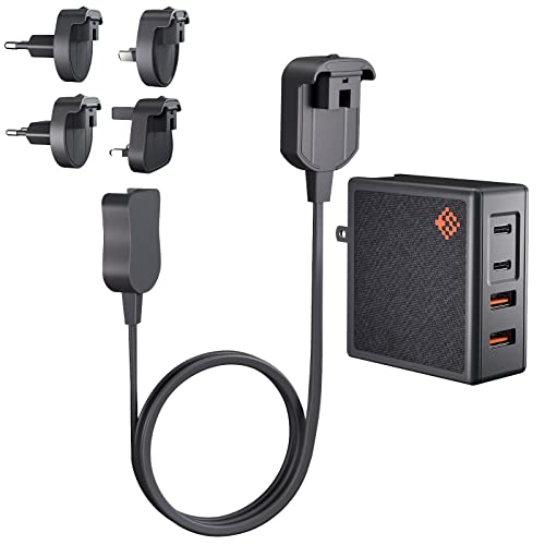 𝐒𝐥𝐢𝐦𝐐 GAN USB C Ladegerät: 100W,96W,87W,85W,67W Netzteil - Reiseadapter für MacBook,Surface,Lenovo - 4 Port Fast Compact PD Wall Block - Type-C High Speed Charging Station(+Verlängerungskabel) von SlimQ