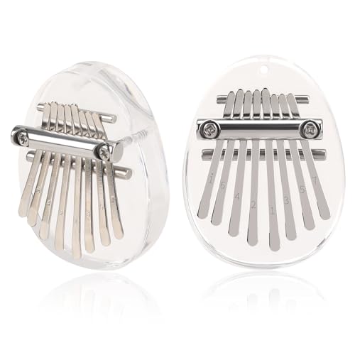 2 Stück Mini Kalimba Instrument mit 8 Tasten, Daumen Musikinstrument Tragbare Daumenklavier Transparent Thumb Piano Kalimba Instrument für Anfänger Erwachsene von Sliverdew