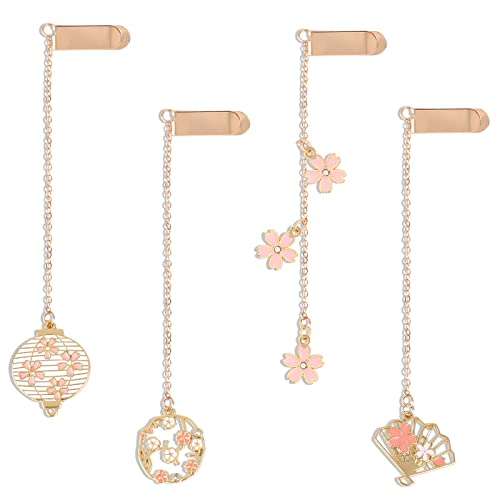 4 Stück Lesezeichen Metall Gold Lesezeichen mit Anhänger Blumen Lesezeichen Set mit Kette Exquisite Lesezeichen Seitenmarker Geschenke für Buchliebhaber Leser Damen Herren von Sliverdew