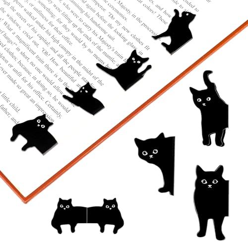 7 Stück Katze Lesezeichen Kinder Schwarze Magnetische Lesezeichen Niedliche Buchmarker Clip Katzen Seite Marker für Katzenliebhaber Buchseiten Marker für Lehrer Studenten Buchliebhaber von Sliverdew