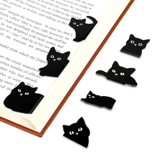 7 Stück Katze Lesezeichen für Frauen Magnetische Lesezeichen Schwarze Niedliche Katzen Buchmarker Clip für Katzenliebhaber Buchseiten Marker für Lehrer, Studenten, Buchliebhaber von Sliverdew