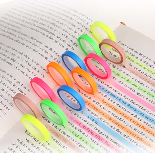 Sliverdew 12 Rollen Highlight Strips Abnehmbare Fluoreszierende Farbiges Transparentes Klebeband Notizzettel Textmarker-klebeband Für Lehrer Schüler Klasse Büro (0,6cm X 5m) von Sliverdew