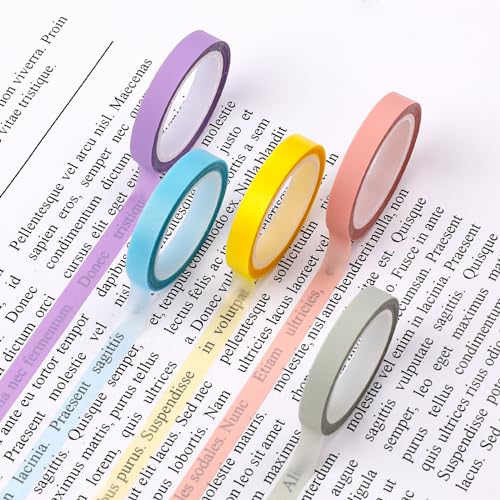 Sliverdew 5 Rollen Highlight Strips Abnehmbare Fluoreszierende Farbiges Transparentes Klebeband Notizzettel Textmarker-klebeband Für Lehrer Schüler Klasse Büro, 0,6cm X 5m von Sliverdew