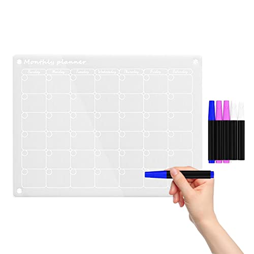 Sloane Acryl-Kalender - Transparenter Whiteboard-Kalender trocken abwischbar,Magnettafel-Planer, monatlich, trocken abwischbar, mit Linien, monatlich, wöchentlich, täglich, Notizblöcken von Sloane