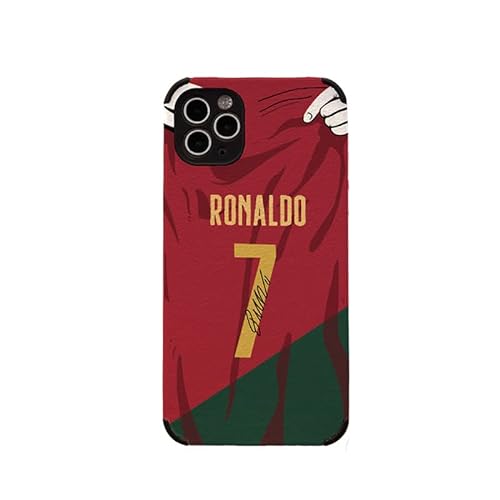 Slrioks Ronaldo Jersey Handyhülle Kreative Fußball Hülle für iPhone 11 Pro Max Dünn Weich Kunstleder Stoßfest von Slrioks