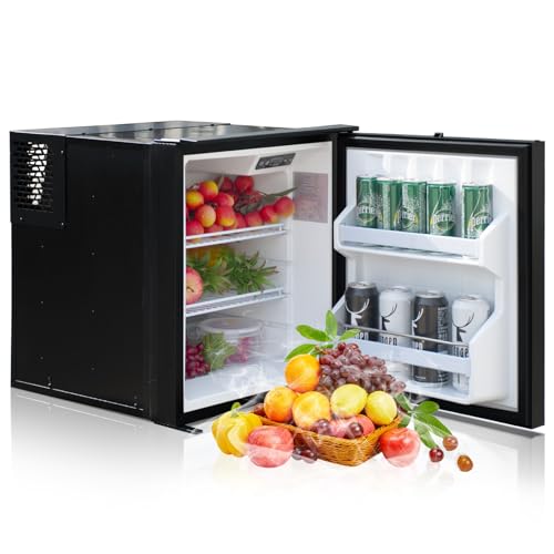 Smad Kompressor Kühlschrank 12V, Wohnmobil Kühlschrank mit Wendetür, Wohnwagen Kühlschrank, Camping Kühlschrank, 12V Kühlschrank, Leiser Kühlschrank für Caravan, 60L, Schwarz von Smad