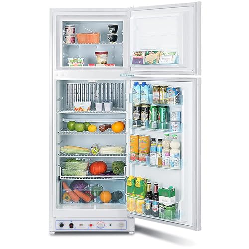 Smad Kühlschrank mit Gefrierfach, Gas/230V, Kühl-Gefrierkombination (203L+62L), für Gîte, Garage, Camping, Wohnmobil, 265L, Weiß von Smad