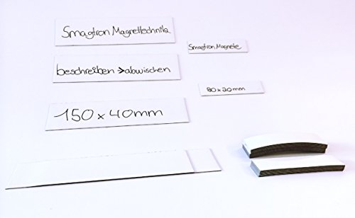 Magnet-Schilder 40mm x 150mm weiß non-permanent beschreibbar Qualität ''Anistrop'' von Smagnon