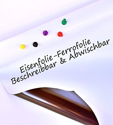 Neu! Eisenfolie Ferrofolie roh weiß glänzend laminiert beschreibbar - 0,6mm Stärke - 1000mm x 2000mm von Smagnon