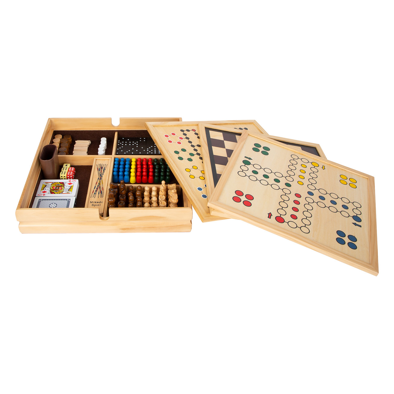 Smallfoot Spielesammlung 20 Klassiker | Material: Holz / Papier | Holzkiste mit Filzboden | Hohe Qualit?t | Ludo | Backgammon | Schach | Dame | M?hle von Small Foot