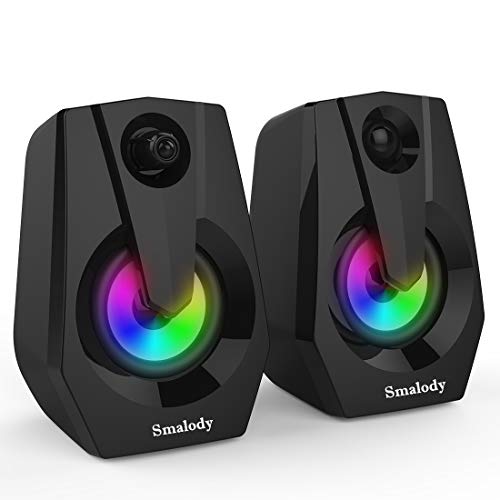 Smalody Lautsprecher für PC, Stereo 2.0 USB Multimedia-Lautsprecher mit Led/Lautstärkeregelung über USB, Gaming-Lautsprecher für PC-Laptop-Desktop von Smalody