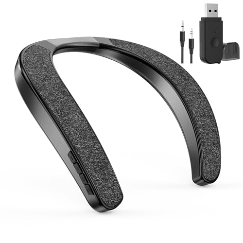 Smaloyd Bluetooth-Lautsprecher, tragbar, kabellos, Nackenbügel, Heim-TV-Lautsprecher, Theater-Stereo-Surroud-Sound, mit Mikrofon, kabelloser Lautsprecher für Outdoor-Sportarten (Schwarz + Empfänger) Smaloyd Bluetooth-Lautsprecher, tragbar, kabellos, Nackenbügel, Heim-TV-Lautsprecher, Theater-Stereo-Surroud-Sound, mit Mikrofon, kabelloser Lautsprecher für Outdoor-Sportarten (Schwarz + Empfänger) von Smalody