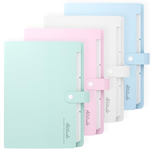 4 Stück Fächermappe A4, 12 Taschen Dokumentenmappe Mit Etiketten,Morandi Ordner A4 Ordnungsmappe Mappen Ordnersystem a4 Fächermappe Erweiterbar Ordner Mit Druckknopf Für Zuhause, Büro, Schule von Smarpau