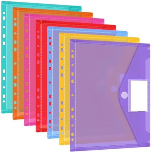 Dokumentenmappe a4 28 Stück, 7 Farben Dokumententasche a4 abheftbar, Dokumententaschen A4 mit 11 Lochrand und Etikettentasche, Mappen Ordnersystem Sammelmappe für Dokumente Organisiere von Smarpau