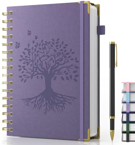 Notizbuch A5 mit Stift, Hardcover Spiral Notizbucher, Lined Journal mit 240 Seiten 100gsm Tintenfestes Papier, Journal für Erwachsene Arbeit, Schreiben, Notizen, Lernen, Reisen, 14.5 x 21cm - Lila Notizbuch A5 mit Stift, Hardcover Spiral Notizbucher, Lined Journal mit 240 Seiten 100gsm Tintenfestes Papier, Journal für Erwachsene Arbeit, Schreiben, Notizen, Lernen, Reisen, 14.5 x 21cm - Lila von Smarpau