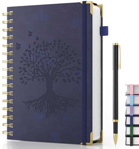 Smarpau A5 Notizbuch mit Stift, Hardcover Spiral Notizblock mit 240 Seiten zum Schreiben, 100gsm Dickes Papier, Lined Journal für Frauen Männer Arbeit Büro Schule Reisen, 14.5 x 21cm - Marineblau Smarpau A5 Notizbuch mit Stift, Hardcover Spiral Notizblock mit 240 Seiten zum Schreiben, 100gsm Dickes Papier, Lined Journal für Frauen Männer Arbeit Büro Schule Reisen, 14.5 x 21cm - Marineblau von Smarpau