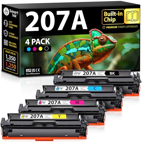 Smart Ink Kompatibel 207A Toner Mit Chip für HP 207A HP 207X (Schwarz Cyan Magenta Gelb) als Ersatz für Color Laserjet Pro MFP M283fdw M282nw M283cdw M283fdn Color Laserjet Pro M255dw M255nw von Smart Ink