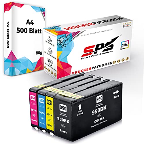 SPS 950XL 951XL Tintenpatronen 10er Set kompatibel für OfficeJet Pro 251DW 276DW 8100 8600 8610 8615 8616 8620 8625 8630 8640 8660 -All-in-One & dazu A4 DIN Kopierpapier 500 Blatt. von Smart Print Solutions