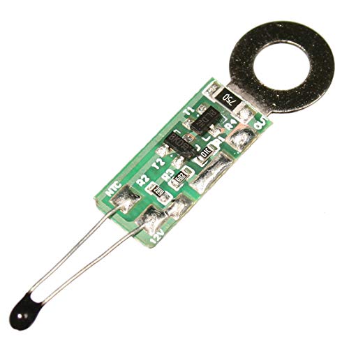 SmartCooler© Lüftersteuerung LS9112, steuert 12 Volt DC Lüfter in Abhängingkeit zur Umgebungstemperatur. Befestigung der Platine mit 5mm Ringöse direkt am Lüfter. Maße (LxBxH): 38x10x2mm. von SmartCooler
