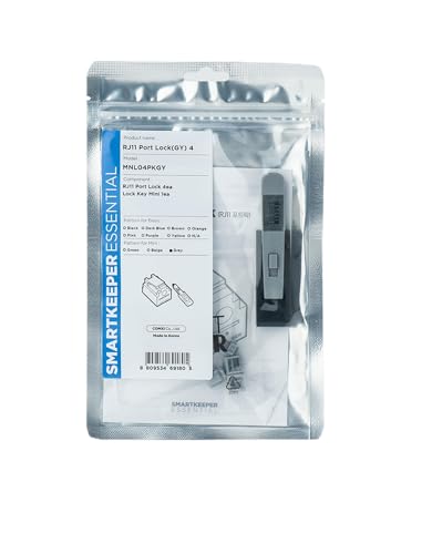 SmartKeeper ESSENTIAL / 4 x RJ11 Port Blockers mit 1 x Lock Key Mini / Grau von SmartKeeper