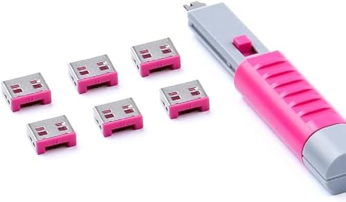 SmartKeeper ESSENTIAL / 6 x USB A-Port Blockers mit 1 x Lock Key Basic / Pink von SmartKeeper