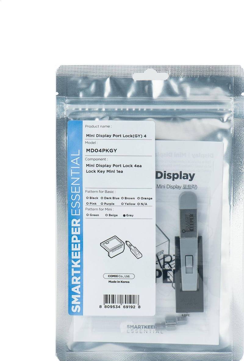 SmartKeeper Mini MiniDisplayPort Blocker grau   4 Stk.+Key von SmartKeeper
