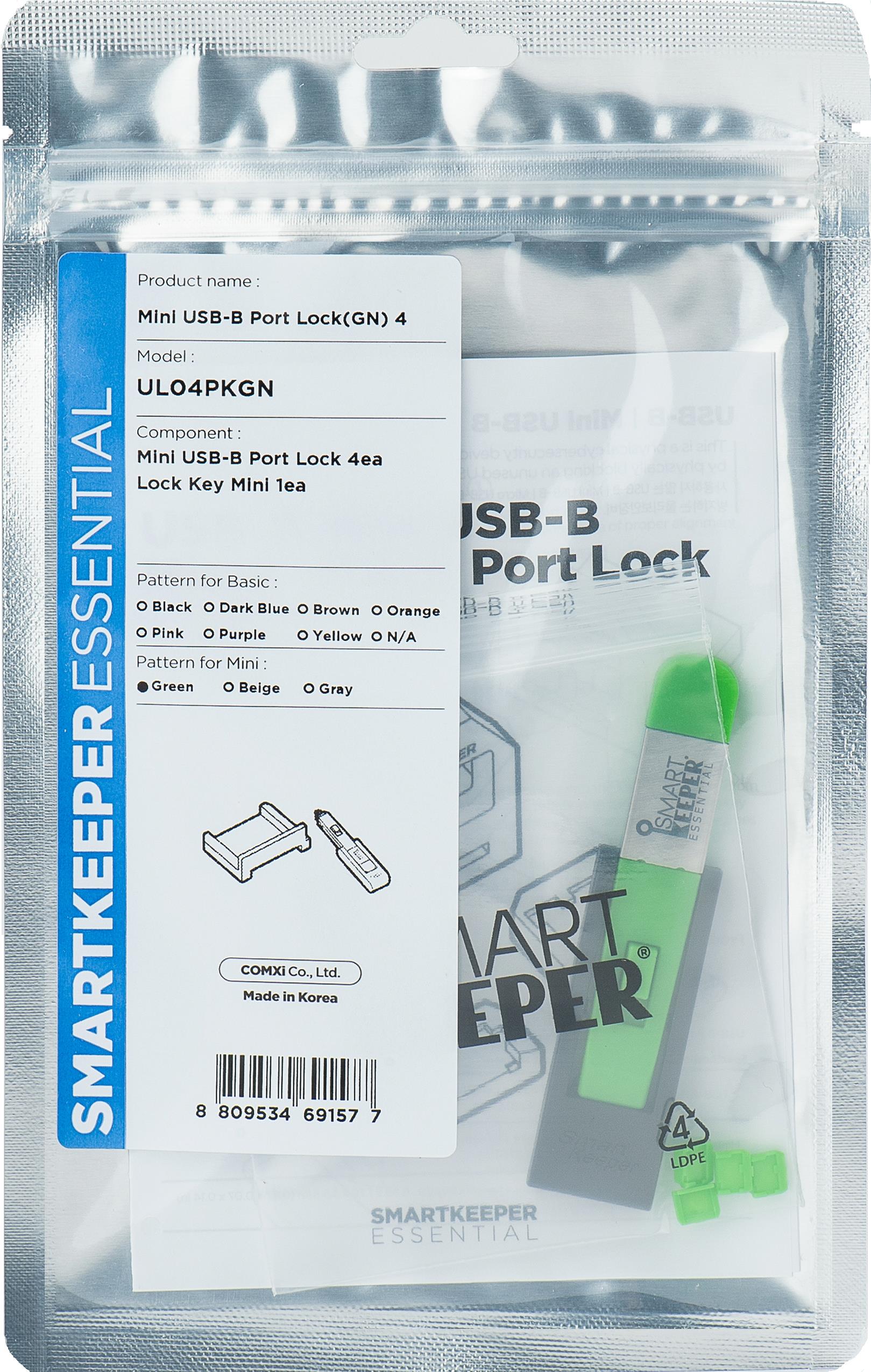 Smartkeeper UL04PKGN Schnittstellenblockierung Schnittstellenblockierung + Schlüssel Mini-USB Type-B Grün Kunststoff 1 Stück(e) (UL04PKGN) von SmartKeeper