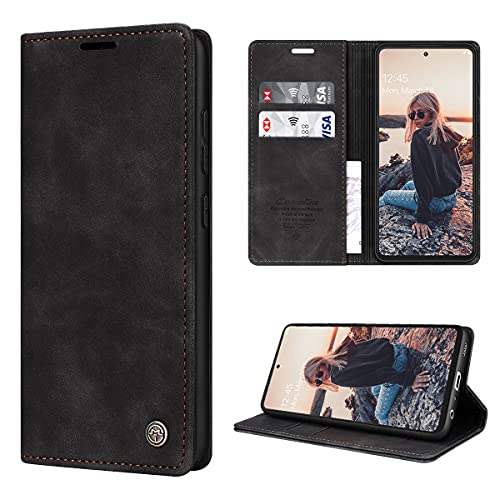 SmartLegend Handyhülle für Samsung Galaxy A52 5G/4G Hülle Premium Leder PU Flip Case Magnetisch Klapphülle Kartenfach Tasche Silikon Bumper Schutzhülle für Samsung Galaxy A52 - Schwarz von SmartLegend