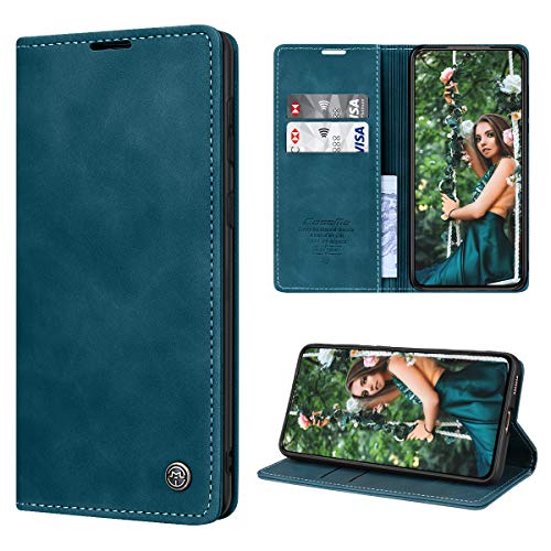 SmartLegend Handyhülle für Samsung Galaxy S21+ Plus Hülle Premium Leder PU Flip Case Magnetisch Klapphülle Kartenfach Tasche Silikon Bumper Schutzhülle für Galaxy S21+ Plus 5G (6.7 Zoll) - Blaugrün von SmartLegend