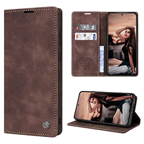 SmartLegend Handyhülle für Samsung Galaxy S21+ Plus Hülle Premium Leder PU Flip Case Magnetisch Klapphülle Kartenfach Tasche Silikon Bumper Schutzhülle für Galaxy S21+ Plus 5G (6.7 Zoll) - Koffee von SmartLegend