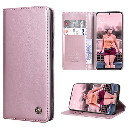 SmartLegend Handyhülle für Xiaomi 12 / Xiaomi 12X Hülle Premium PU Leder Flip Wallet Case Klapphülle Klappbar Lederhulle Stoßfest Silikon Bumper Schutzhülle für Xiaomi 12/12X Tasche 6.28" - Rose Gold von SmartLegend