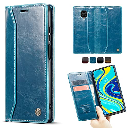 SmartLegend Handyhülle für Xiaomi Redmi Note 9S / Redmi Note 9 Pro Hülle Premium Leder PU Flip Marmor Muster Case Magnetisch Klapphülle Schutzhülle für Xiaomi Redmi Note 9 Pro Max Tasche - Blaugrün von SmartLegend