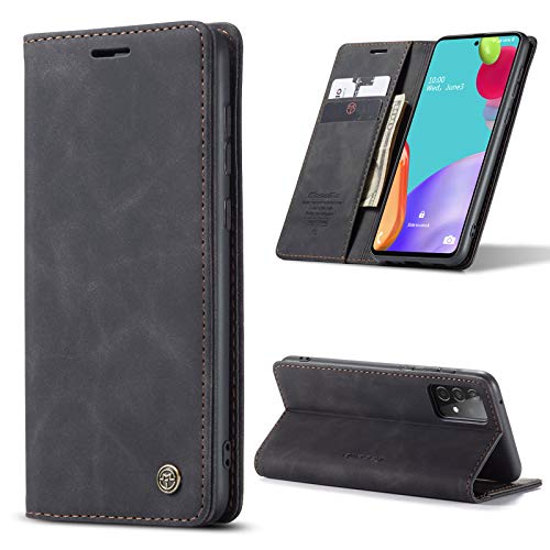 SmartLegend Schutzhülle für Samsung Galaxy A52 4G 5G/Samsung Galaxy A52S 5G, Leder, Premium-PU-Geldbörse, [Magnet] [Kartenhalter] [Standfunktion ] Schutzhülle mit Klappdeckel 6,5 Zoll – Schwarz von SmartLegend