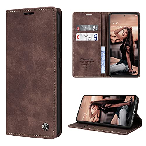 SmartLegend Schutzhülle für Samsung Galaxy A72, Leder, Premium-PU-Geldbörse, [Magnet] [Kartenfächer] [Standfunktion ] Schutzhülle mit Klappdeckel für Samsung Galaxy A72 – Kaffee von SmartLegend