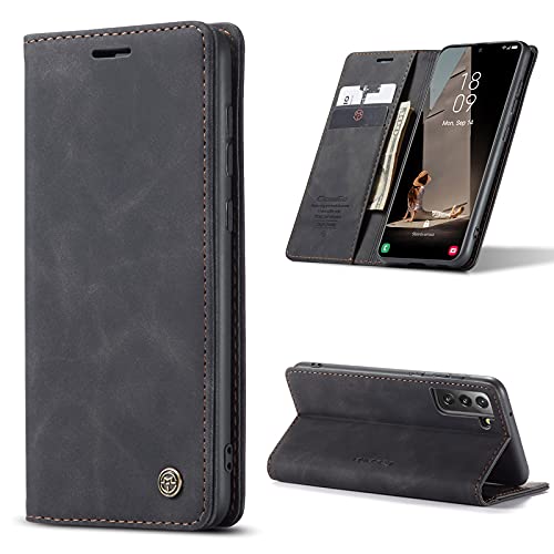 SmartLegend Schutzhülle für Samsung Galaxy S21 FE 5G, Leder, Premium-PU-Wallet [Magnet] [Kartenhalter] [Standfunktion ] Schutzhülle mit Klappdeckel für S21 FE – Schwarz von SmartLegend