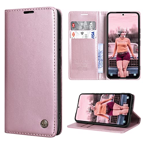 SmartLegend Schutzhülle für Samsung Galaxy S22 5G, Leder, Premium-PU-Geldbörse, [Magnet] [Kartenfächer] [Standfunktion ] Schutzhülle mit Klappdeckel für S22 – Roségold von SmartLegend