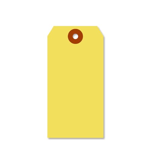 SmartSign 1000 Stück gelbe Blanko-Versandanhänger, Größe 5, 13pt dicker Karton, 6 x 12,1 cm, Papieranhänger mit verstärktem Faser-Patch (ohne Schnur) von SmartSign