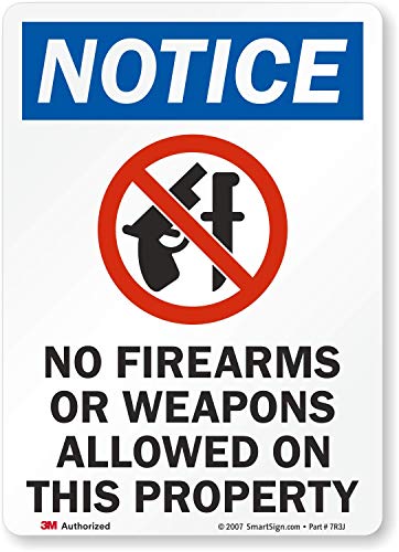 SmartSign Türschild"Notice: No Firearms/Weapons Allowed on Property", schwarz/blau/rot auf weiß 7" x 5" U1-1015-RD_5x7 1 SmartSign Türschild"Notice: No Firearms/Weapons Allowed on Property", schwarz/blau/rot auf weiß 7" x 5" U1-1015-RD_5x7 1 von SmartSign