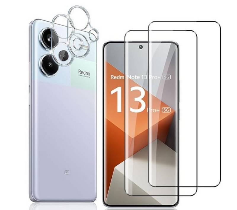 SmartUP Displayschutzglas 2X Schutzglas für Xiaomi Redmi Note 13 Pro+ 5G Panzerfolie Kamera Full, Panzerfolie von SmartUP