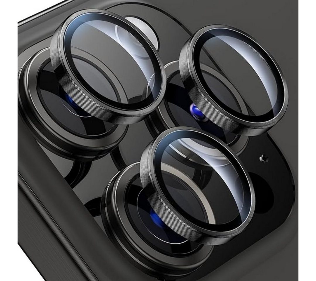 SmartUP Displayschutzglas 3X Titan Kameralinse für iPhone 15 Pro - Titan Schwarz, Panzerfolie von SmartUP
