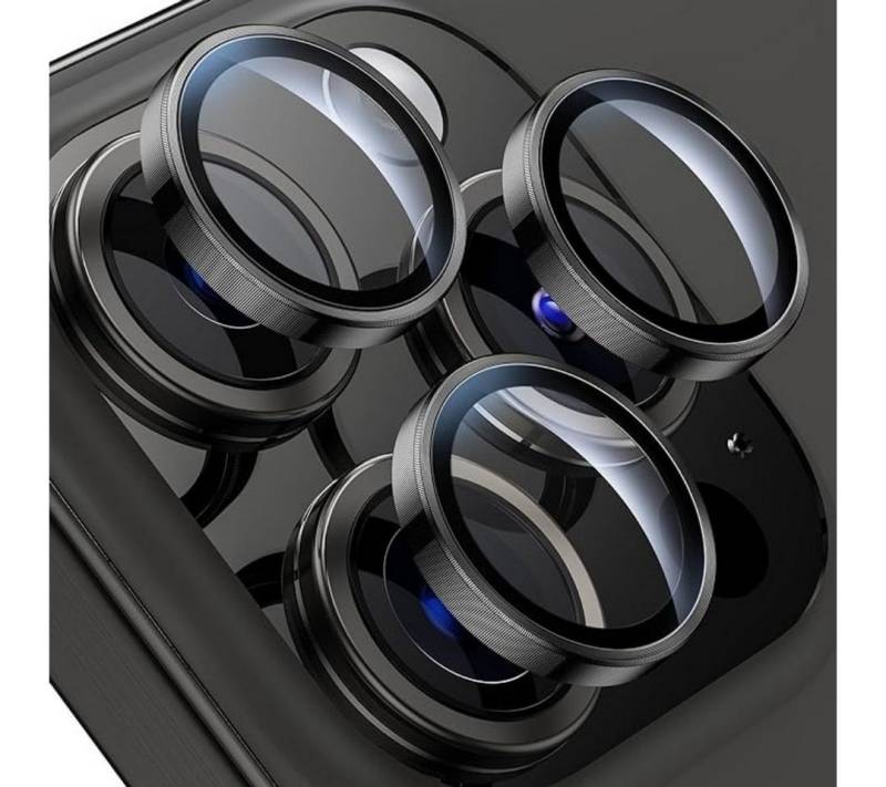SmartUP Displayschutzglas 3X Titan Kameralinse für iPhone 15 Pro - Titan Schwarz, Panzerfolie von SmartUP
