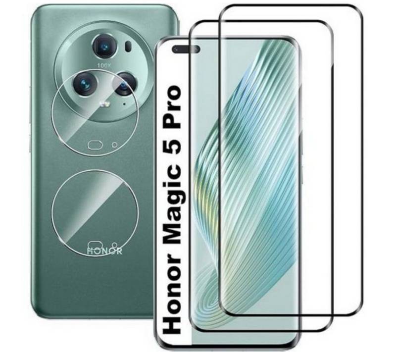 SmartUP Displayschutzglas 2X Schutzglas für Honor Magic 5 Pro Panzerfolie Display Kamera Full 3D für Honor Magic 5 Pro, 9H Hartglas von SmartUP