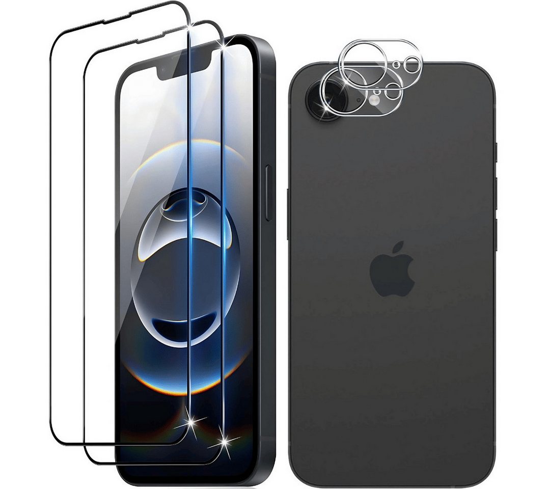 SmartUP Displayschutzglas 2X Schutzglas für Iphone 16e Display Kamera Panzerglas Panzerfolie 9H für iPhone 16e, kompletter Rundumschutz von SmartUP