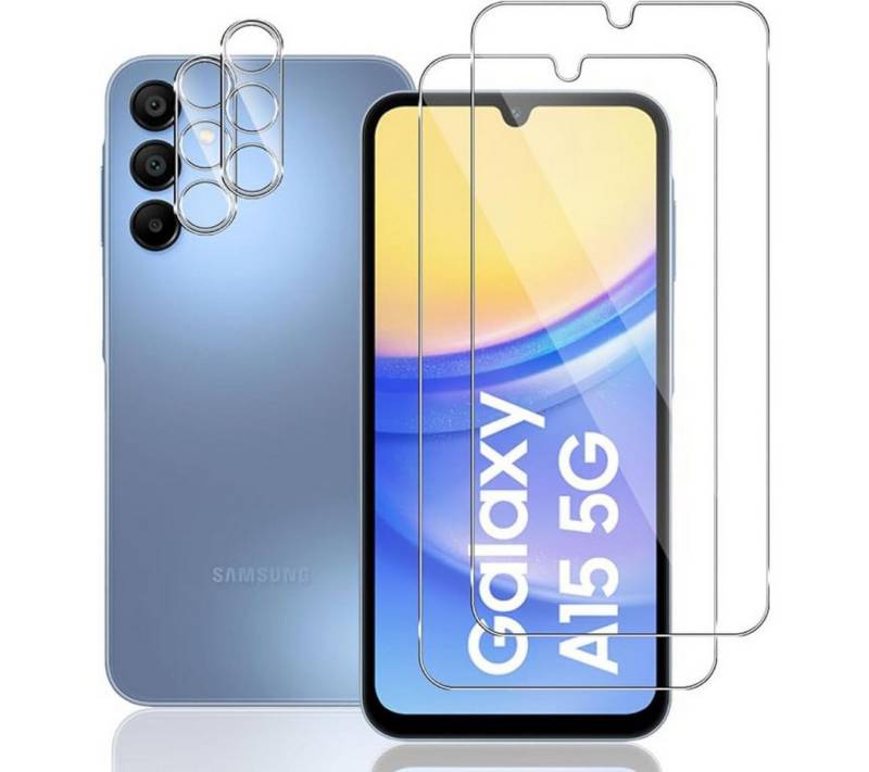 SmartUP Displayschutzglas 2X Schutzglas für Samsung Galaxy A15 5G Panzerfolie Display Kamera 9H, Displayschutzglas, Kameraschutz von SmartUP