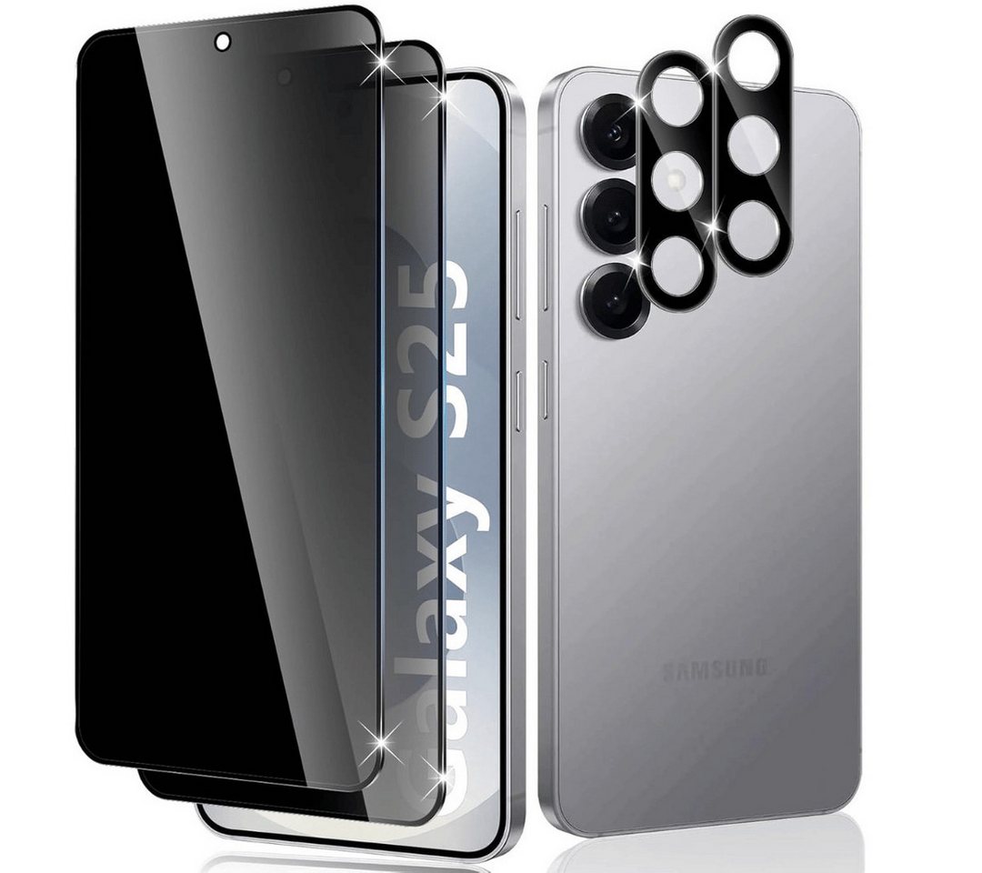SmartUP Displayschutzglas 2X Schutzglas für Samsung Galaxy S25 Blickschutz Panzerglas Display 9H für Für Samsung Galaxy S25 5G, Anti-Spy, Sichtschutz von SmartUP