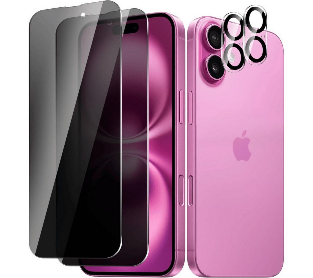 SmartUP Displayschutzglas 2X Schutzglas für iPhone 16 Plus Sichtschutz Panzerglas Display Kamera für iPhone 16 Plus, Blickschutz, Anti-Spy von SmartUP